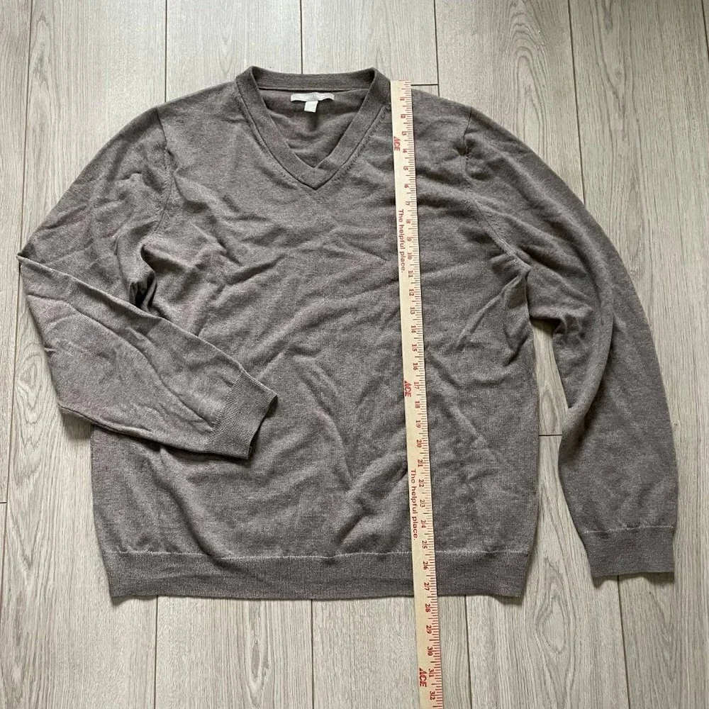 Nordstrom Men's V Neck Pullover Merino Wool Sweater Knit Long Sleeves Gray XL